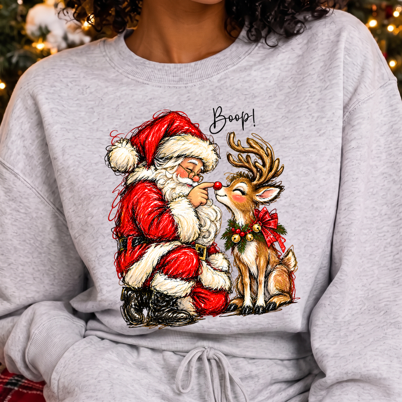 Santa Boops Reindeer Nostalgic Scribble Art Christmas - DTF Transfer