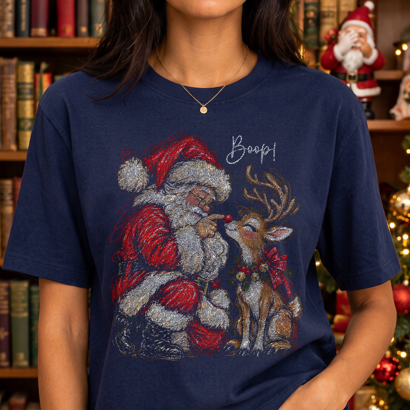 Santa Boops Reindeer Nostalgic Scribble Art Christmas - DTF Transfer