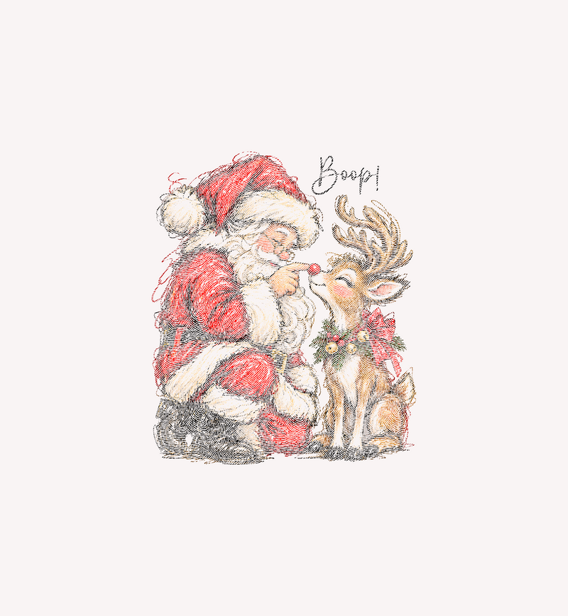 Santa Boops Reindeer Nostalgic Scribble Art Christmas - DTF Transfer
