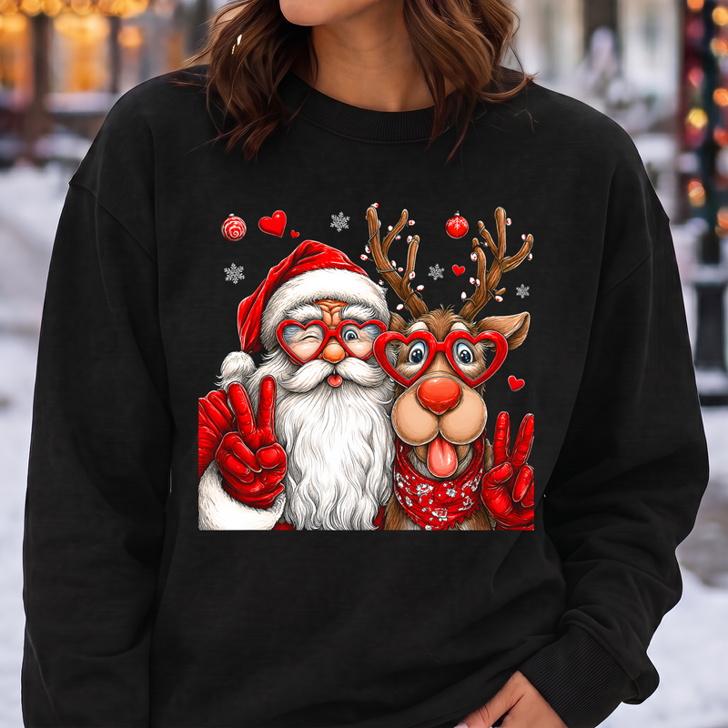 Heart Glasses Santa & Reindeer - DTF Transfer