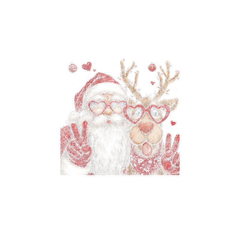 Heart Glasses Santa & Reindeer - DTF Transfer