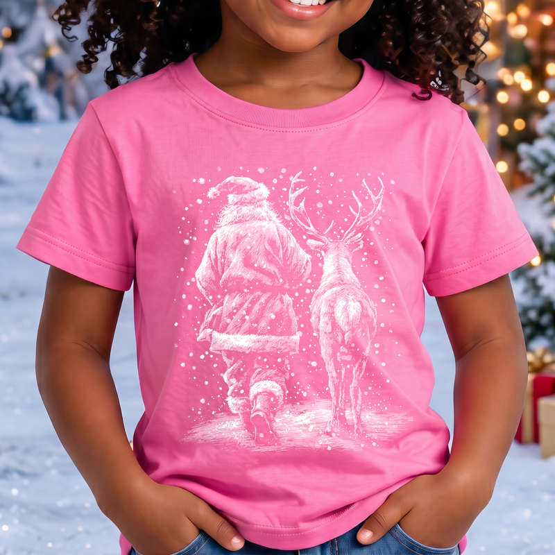 Vintage Sketch Santa & Reindeer - DTF Transfer