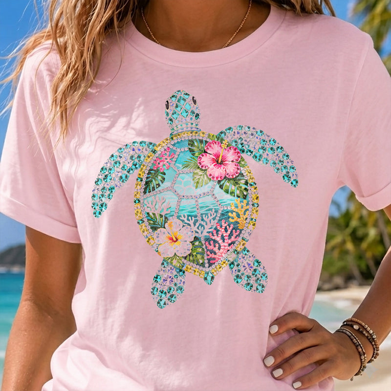 Faux Rhinestone Glimmering Sea Turtle - DTF Transfer
