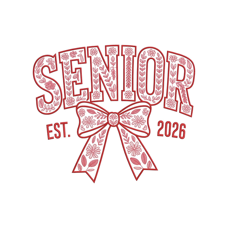 Faux Embroidery Floral, Senior 2026 - DTF Transfer