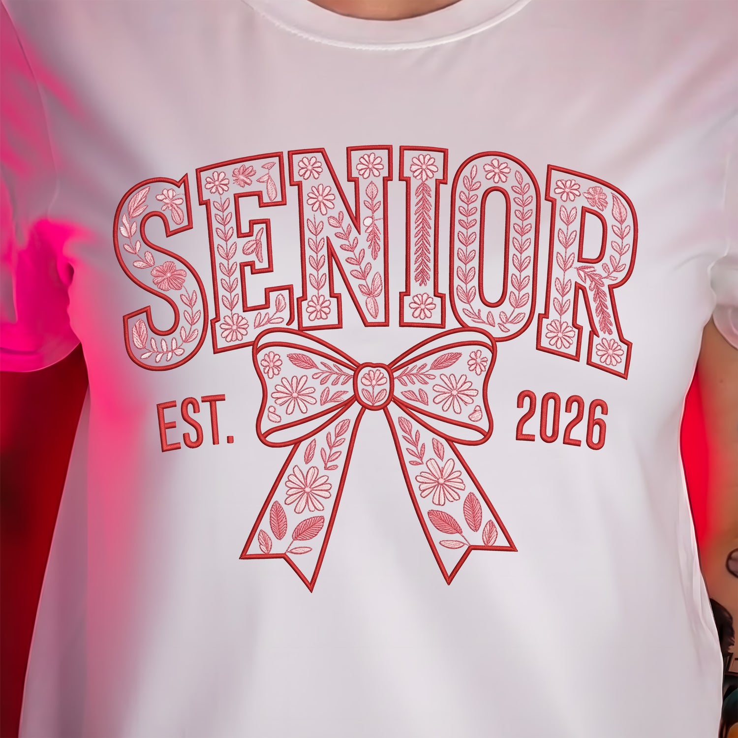 Faux Embroidery Floral, Senior 2026 - DTF Transfer
