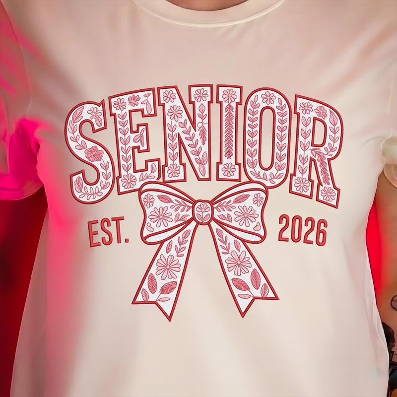 Faux Embroidery Floral, Senior 2026 - DTF Transfer