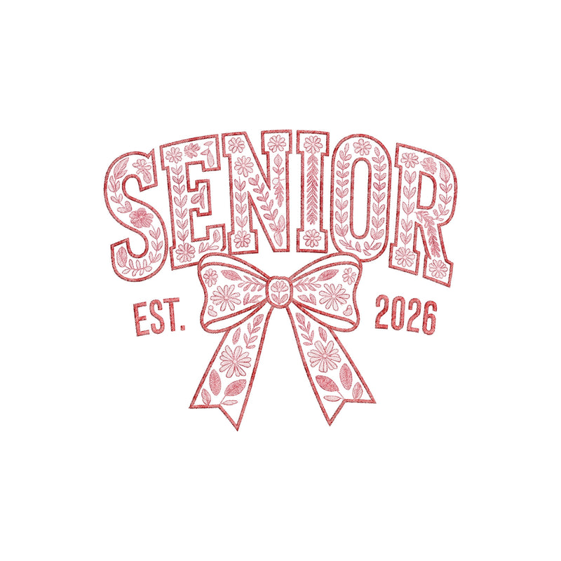 Faux Embroidery Floral, Senior 2026 - DTF Transfer