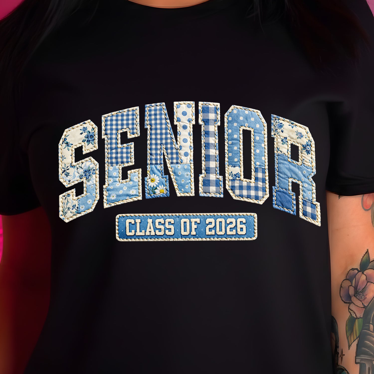 Blue Quilted Senior, Class Of 2026 - DTF Transfer