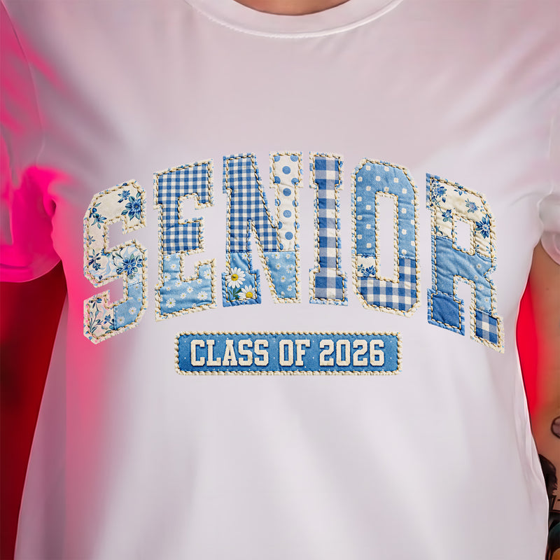 Blue Quilted Senior, Class Of 2026 - DTF Transfer