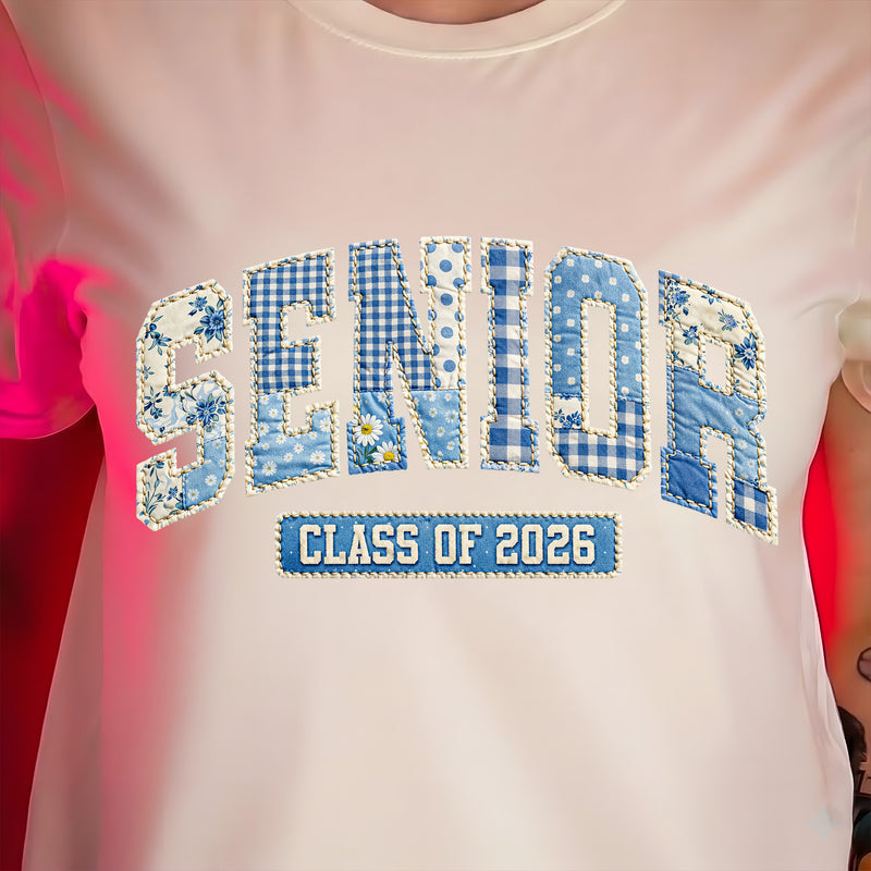 Blue Quilted Senior, Class Of 2026 - DTF Transfer