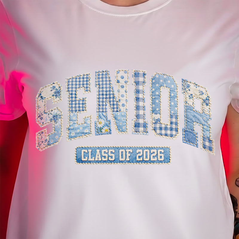 Blue Quilted Senior, Class Of 2026 - DTF Transfer