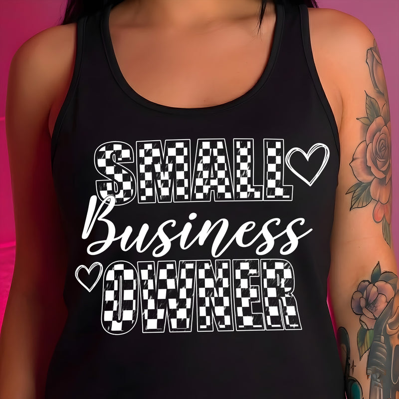 Checkered With Hearts Small Business Owner - DTF Transfer