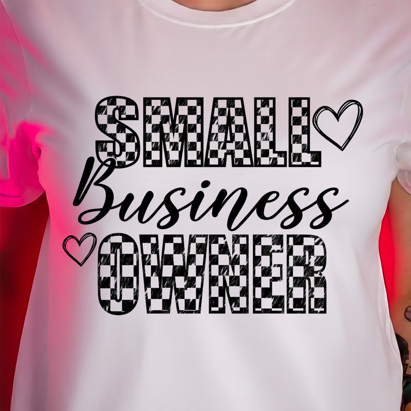 Checkered With Hearts Small Business Owner - DTF Transfer