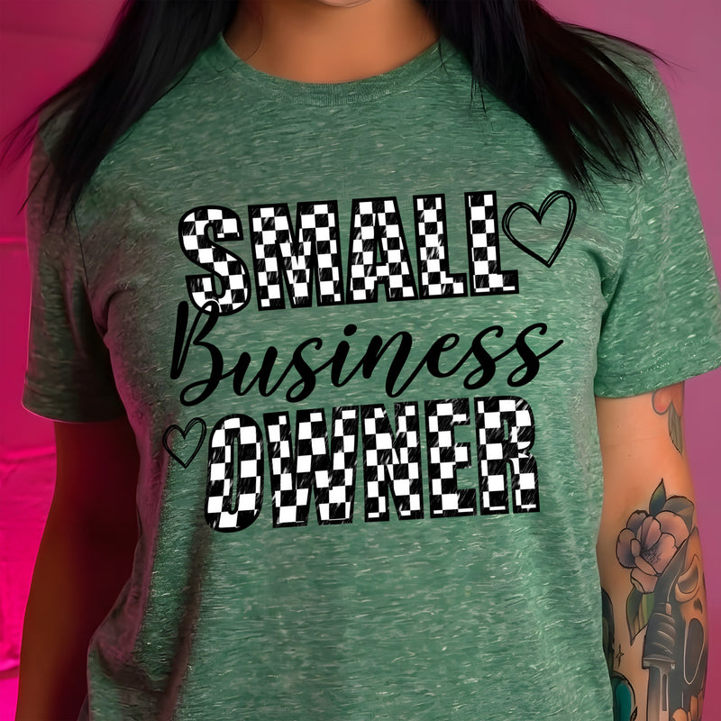 Checkered With Hearts Small Business Owner - DTF Transfer