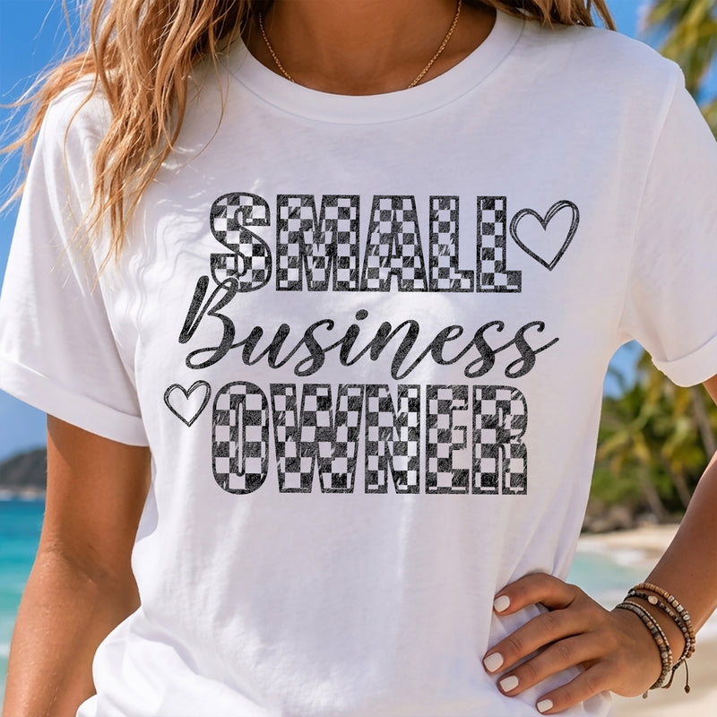 Checkered With Hearts Small Business Owner - DTF Transfer