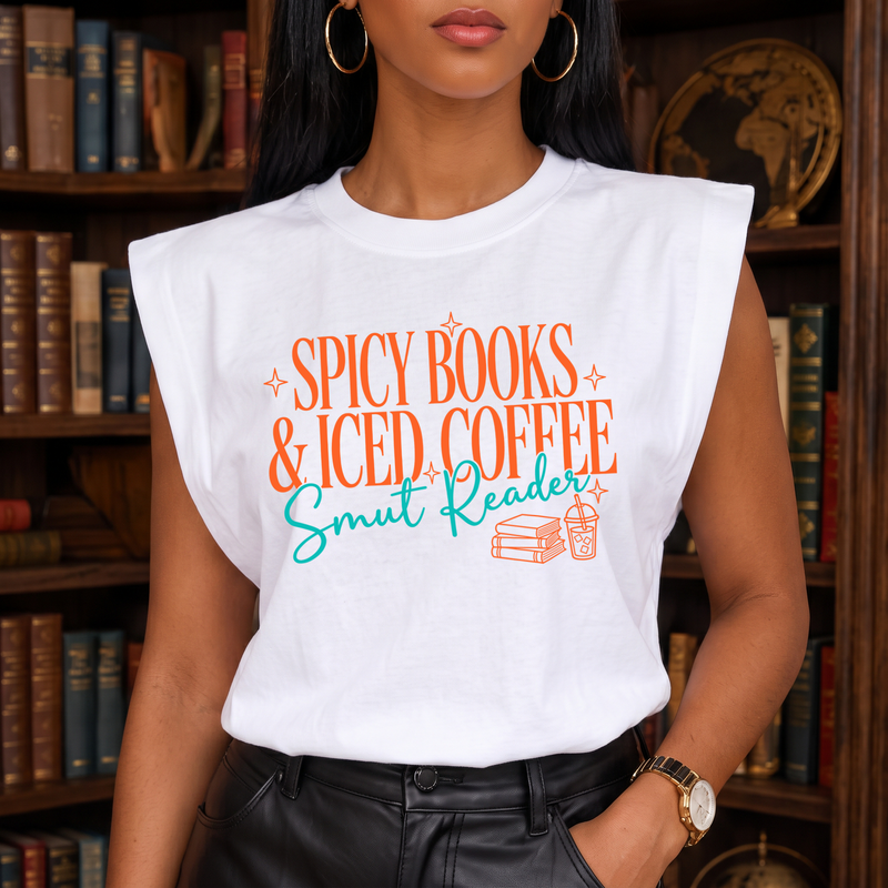Spicy Books & Iced Coffee Smut Reader Retro Bookish - DTF Transfer
