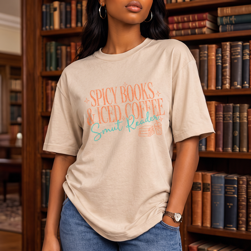 Spicy Books & Iced Coffee Smut Reader Retro Bookish - DTF Transfer