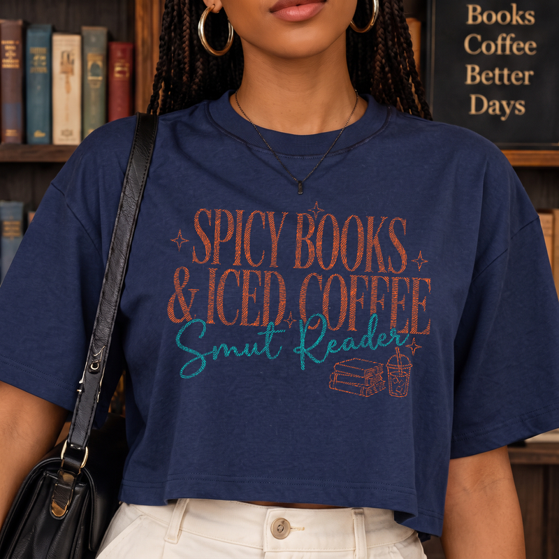 Spicy Books & Iced Coffee Smut Reader Retro Bookish - DTF Transfer