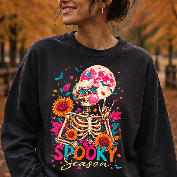 Spooky Season Skeleton Neon Bubblegum - DTF Transfer