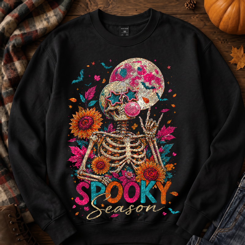 Spooky Season Skeleton Neon Bubblegum - DTF Transfer