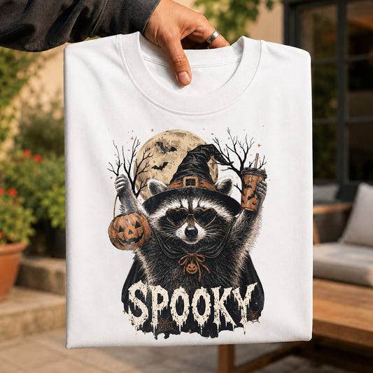 Spooky Witch Raccoon & Iced Coffee - DTF Transfer