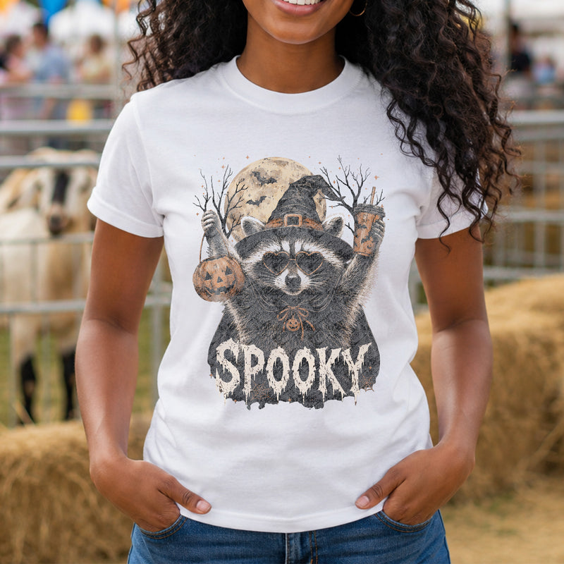 Spooky Witch Raccoon & Iced Coffee - DTF Transfer