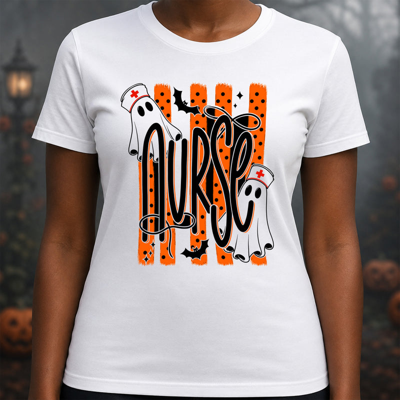 Striped Spooky Nurse Ghost - DTF Transfer