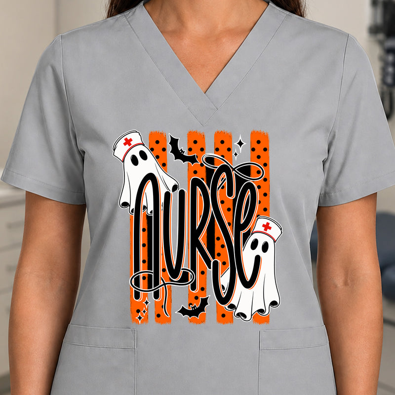 Striped Spooky Nurse Ghost - DTF Transfer
