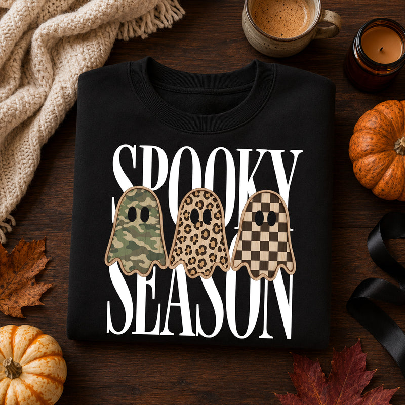 Spooky Season Ghosts: Camo, Leopard &amp; Checkerboard Trio - DTF Transfer