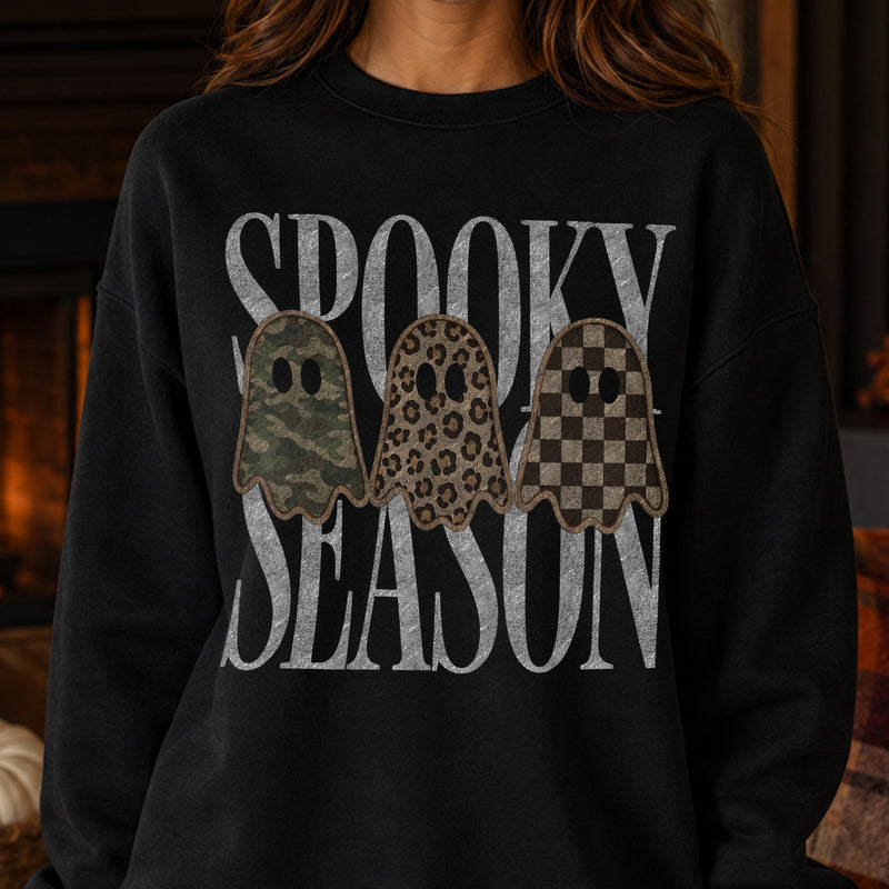 Spooky Season Ghosts: Camo, Leopard &amp; Checkerboard Trio - DTF Transfer
