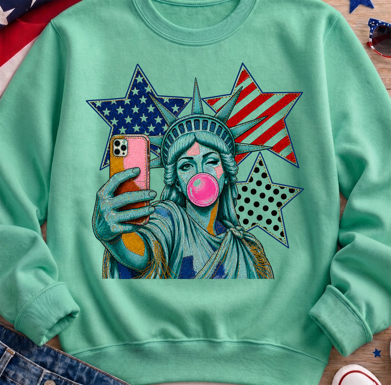 Miss Liberty's Glam Selfie- DTF Transfer