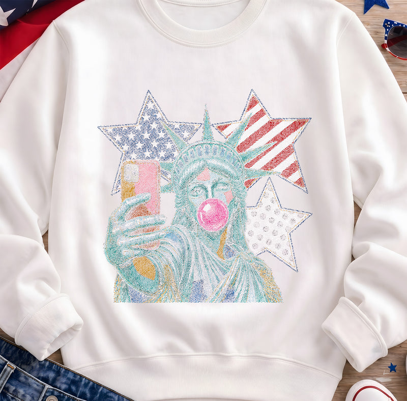 Miss Liberty's Glam Selfie- DTF Transfer