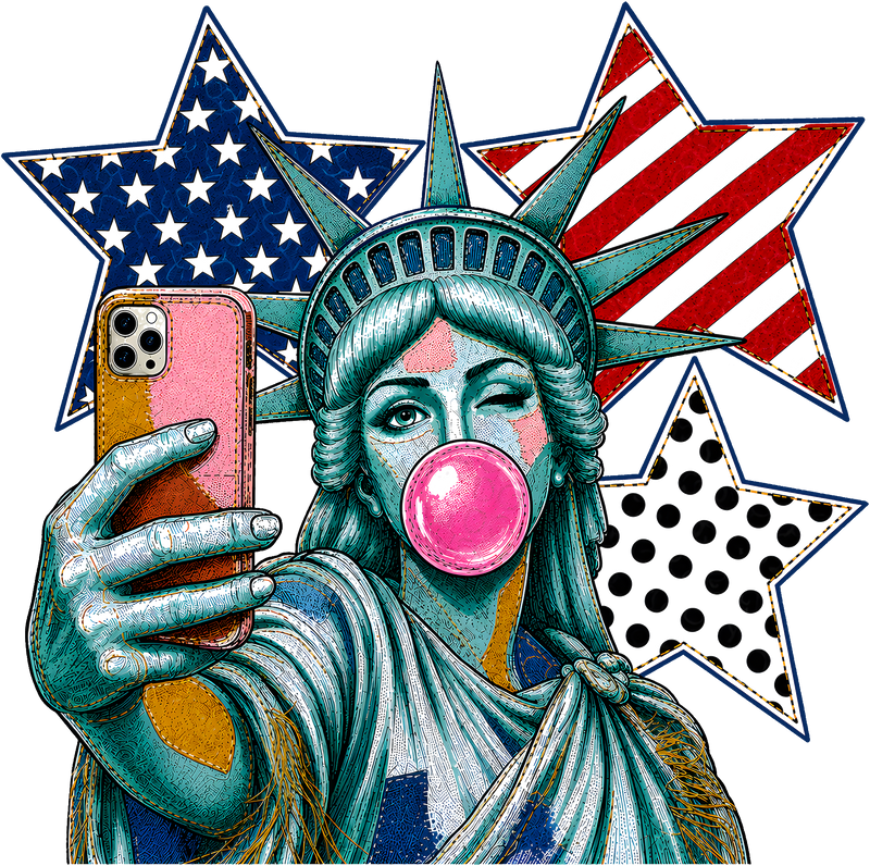 Miss Liberty's Glam Selfie- DTF Transfer