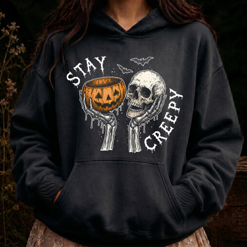 Stay Creepy, Skull & Pumpkin -  DTF Transfer