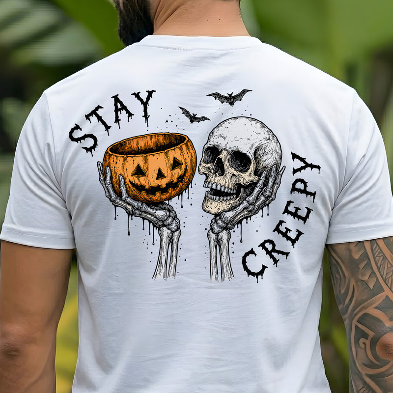 Stay Creepy, Skull & Pumpkin -  DTF Transfer