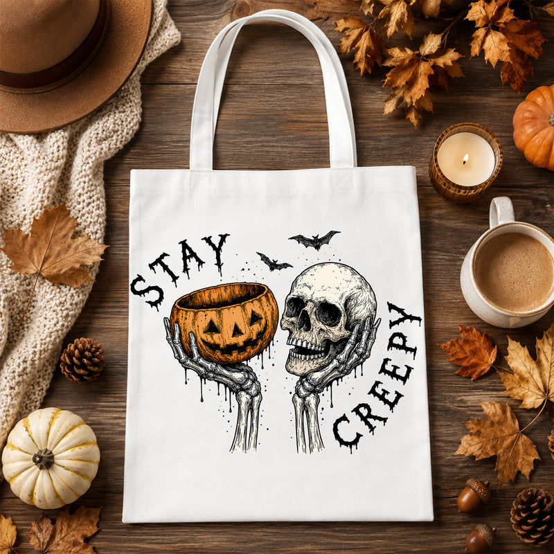 Stay Creepy, Skull & Pumpkin -  DTF Transfer