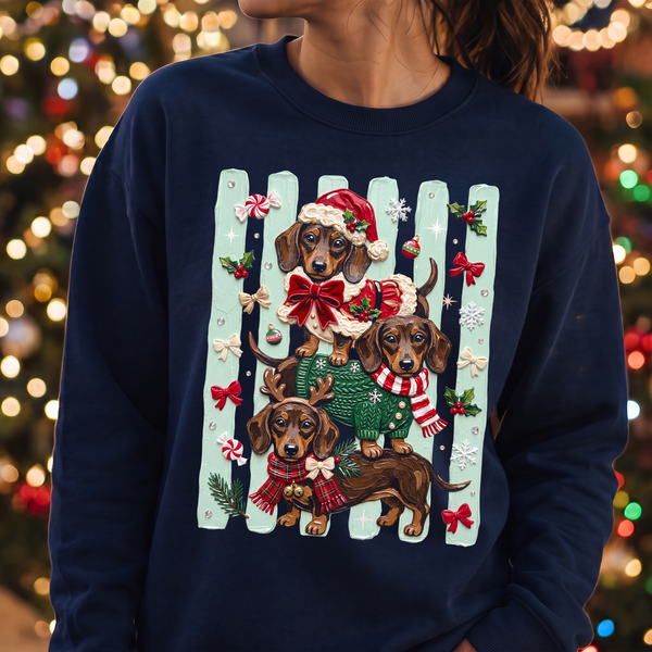 Christmas Wiener Dog Trio - DTF Transfer