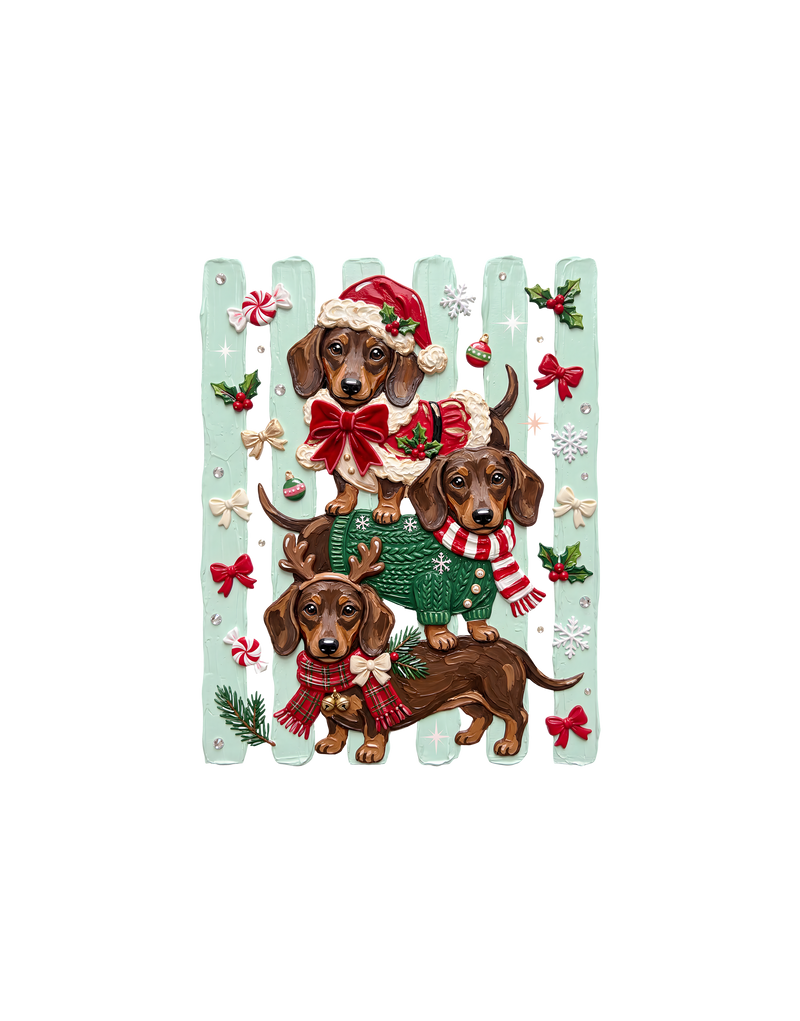 Christmas Wiener Dog Trio - DTF Transfer