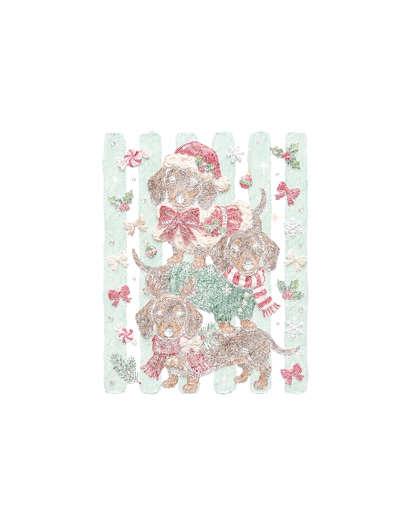 Christmas Wiener Dog Trio - DTF Transfer