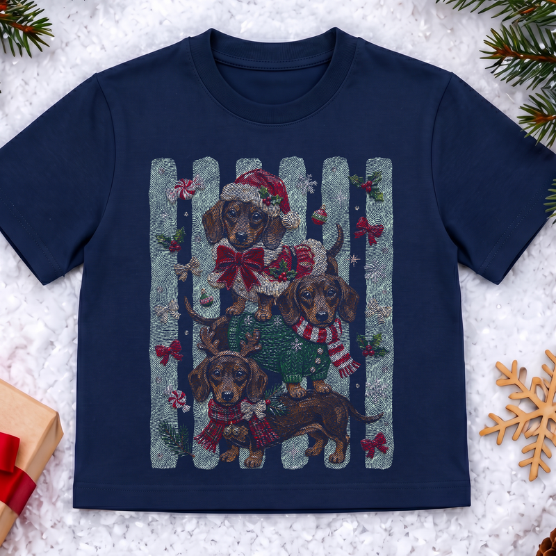 Christmas Wiener Dog Trio - DTF Transfer