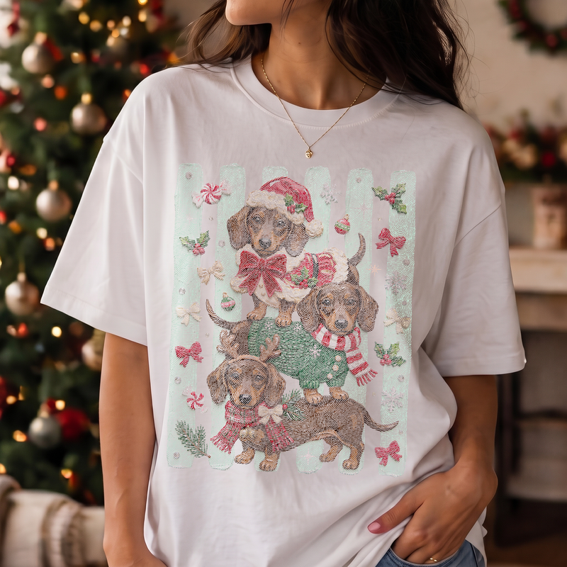 Christmas Wiener Dog Trio - DTF Transfer