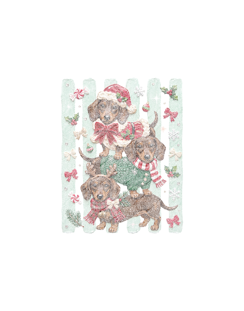 Christmas Wiener Dog Trio - DTF Transfer