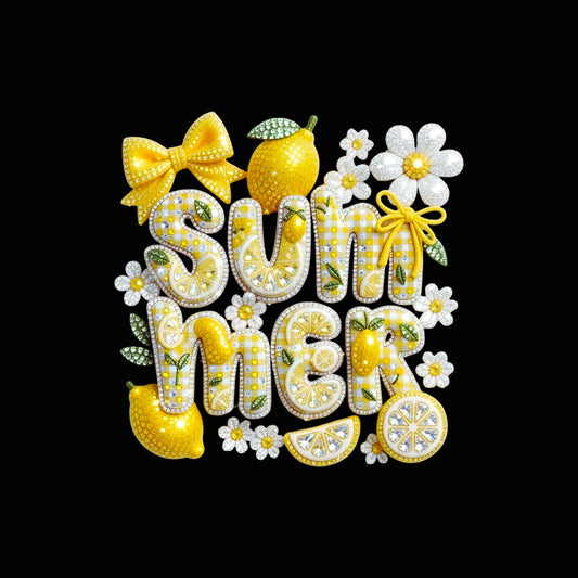 Faux Rhinestone - Lemon Summertime - DTF Transfer