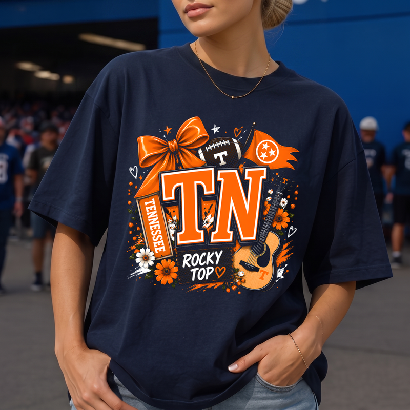 Tennessee Football & Acoustic Guitar Coquette - DTF Transfer