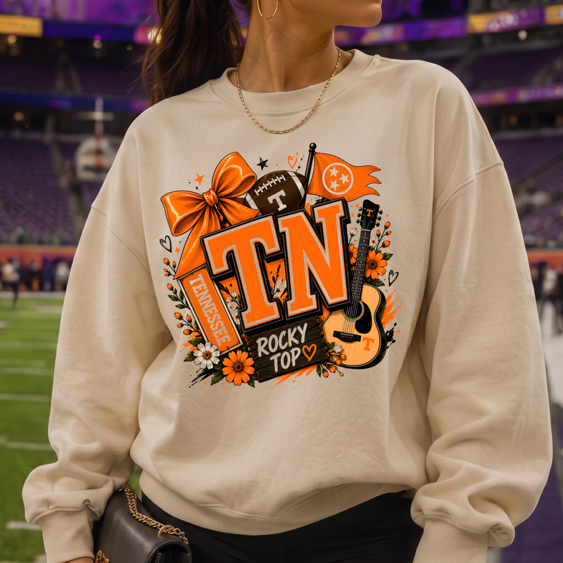Tennessee Football & Acoustic Guitar Coquette - DTF Transfer