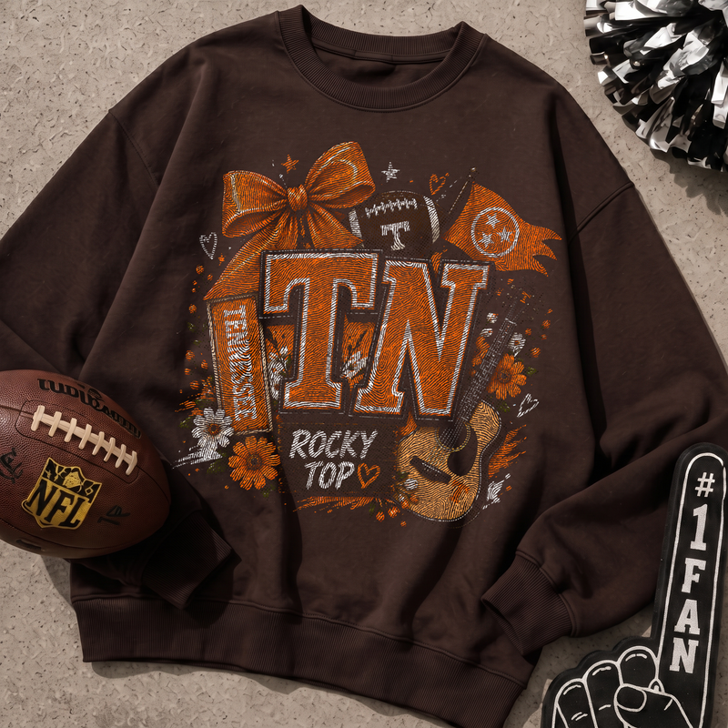 Tennessee Football & Acoustic Guitar Coquette - DTF Transfer
