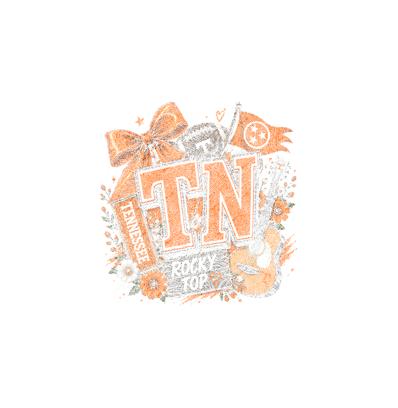 Tennessee Football & Acoustic Guitar Coquette - DTF Transfer