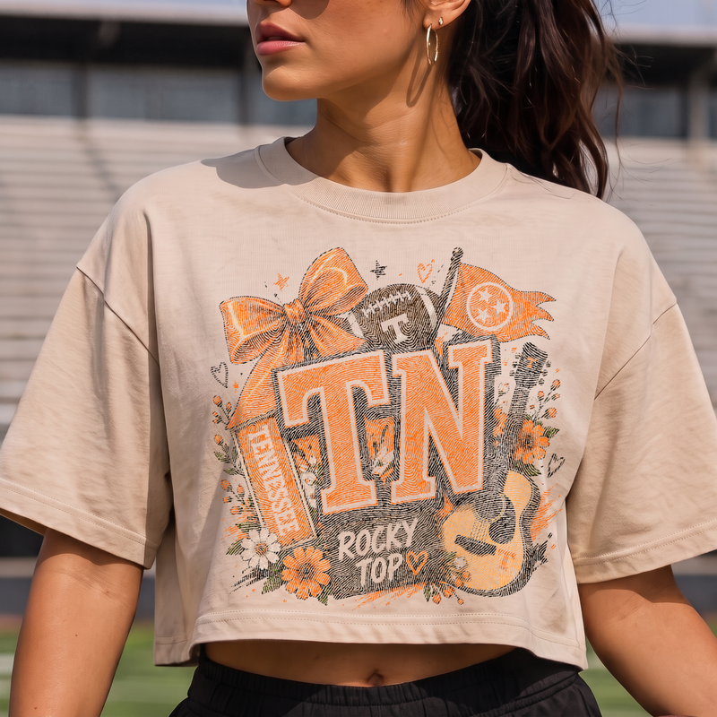 Tennessee Football & Acoustic Guitar Coquette - DTF Transfer