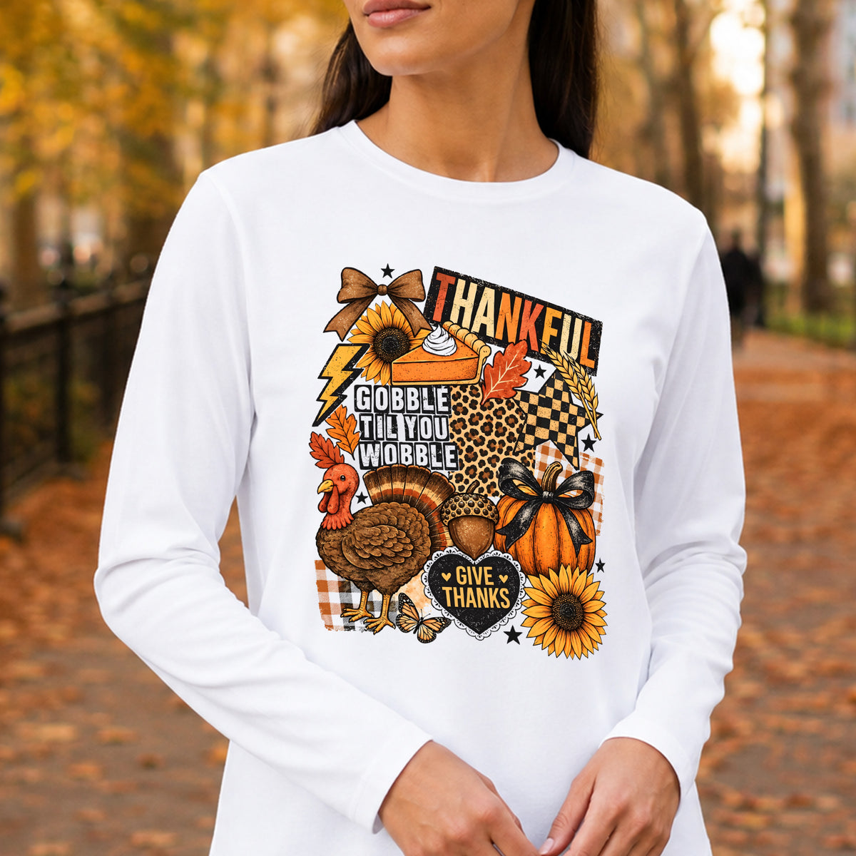 Thankful & Gobble Til You Wobble: Retro Fall Collage - DTF Transfer