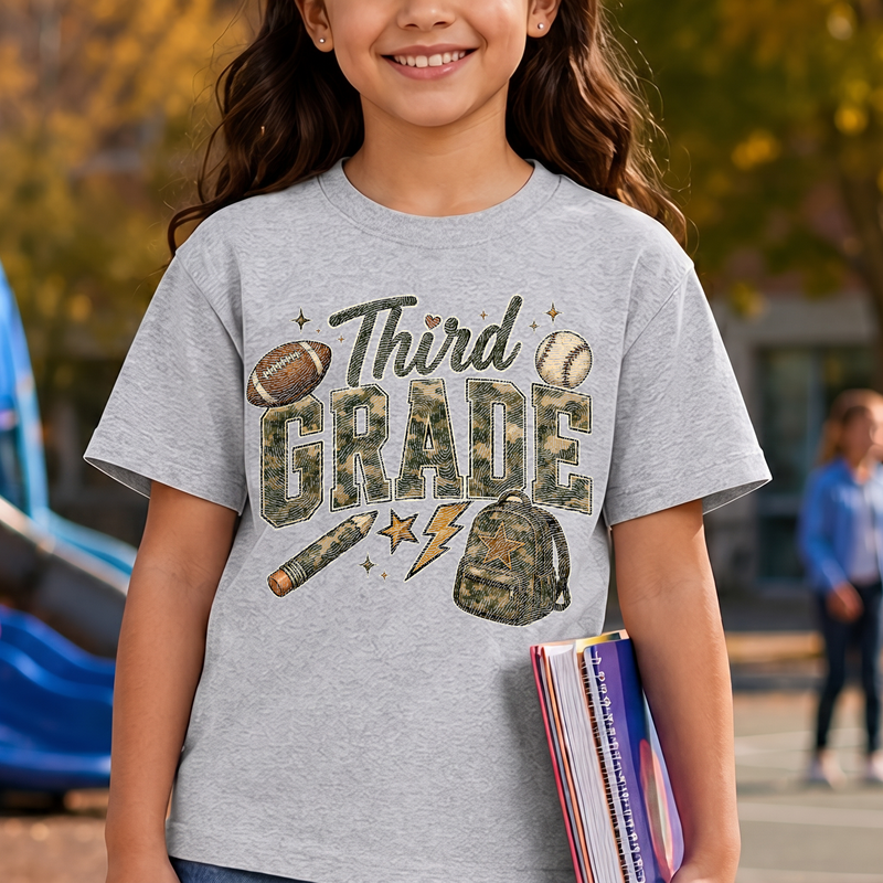 Camo Third Grade Back-to-School Sports - DTF Transfer